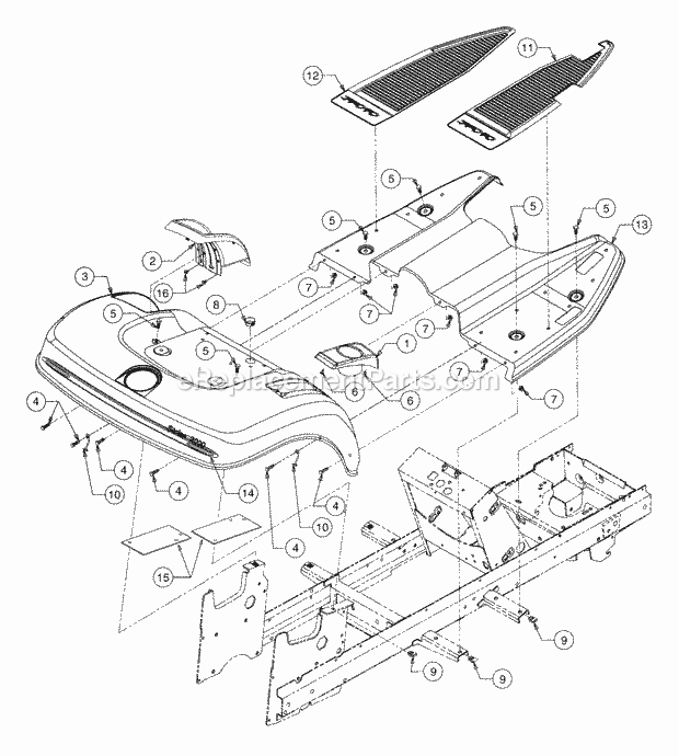 Fender And Running Board Diagram and Parts List for 2206 13A-298M100 Cub Cadet Lawn Tractor